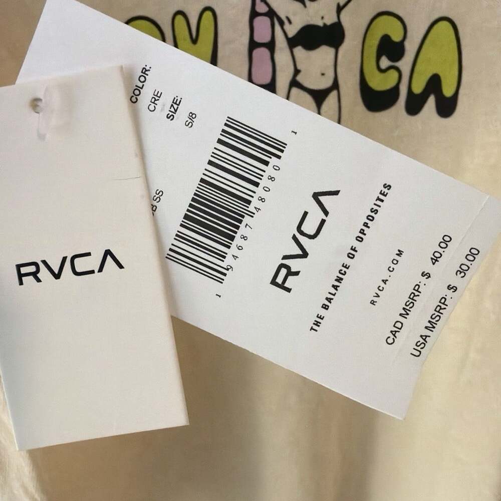 RVCA Womens Lazy Lady Club Pin Up Beach Palm Tree NWT Small Oversized Surf Beach - Picture 3 of 4